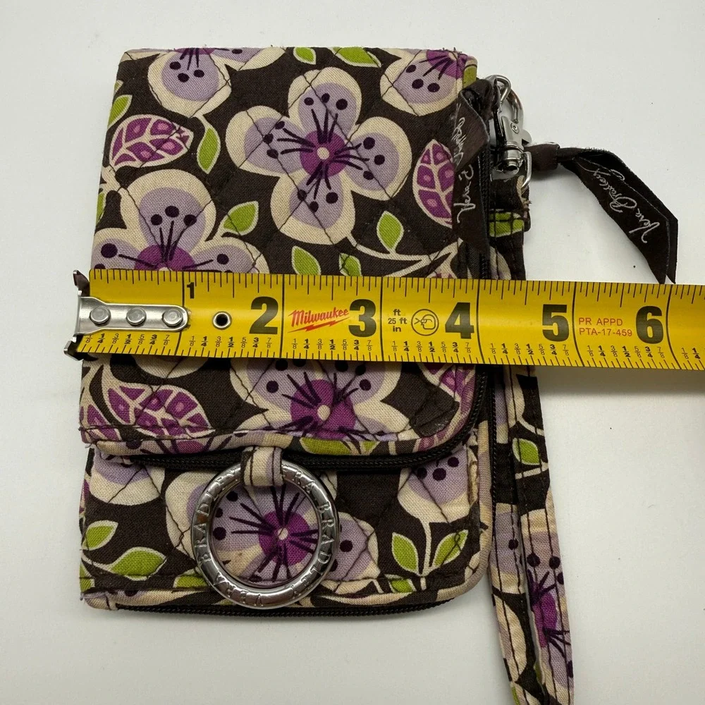 Vera Bradley Wristlet Wallet Brown Purple Floral Quilted Cotton